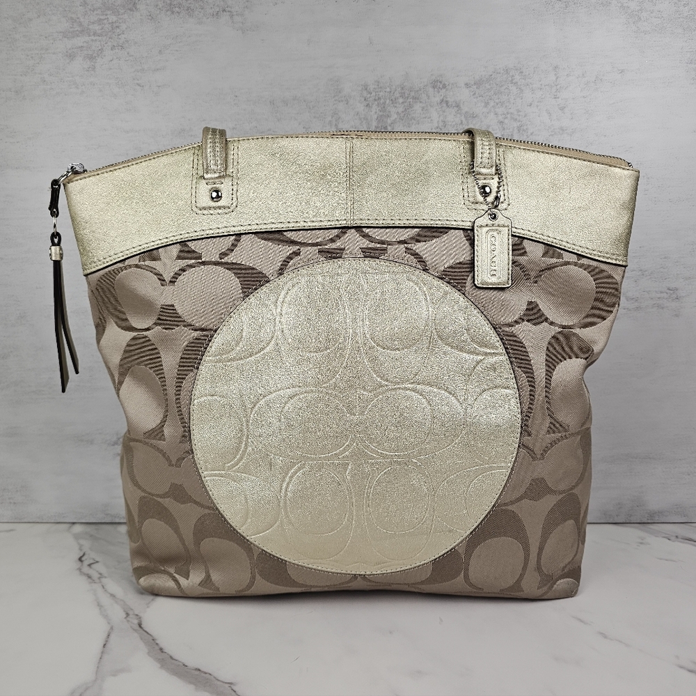Coach Laura Gold Canvas Tote